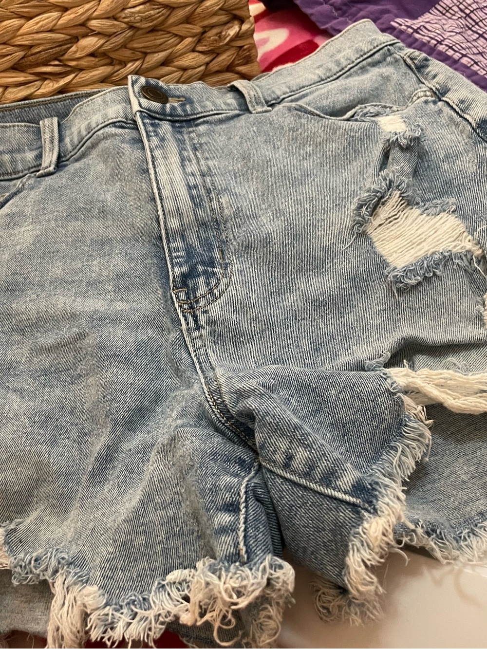SO Light Wash Boyfriend Denim Shorts with Pink Label